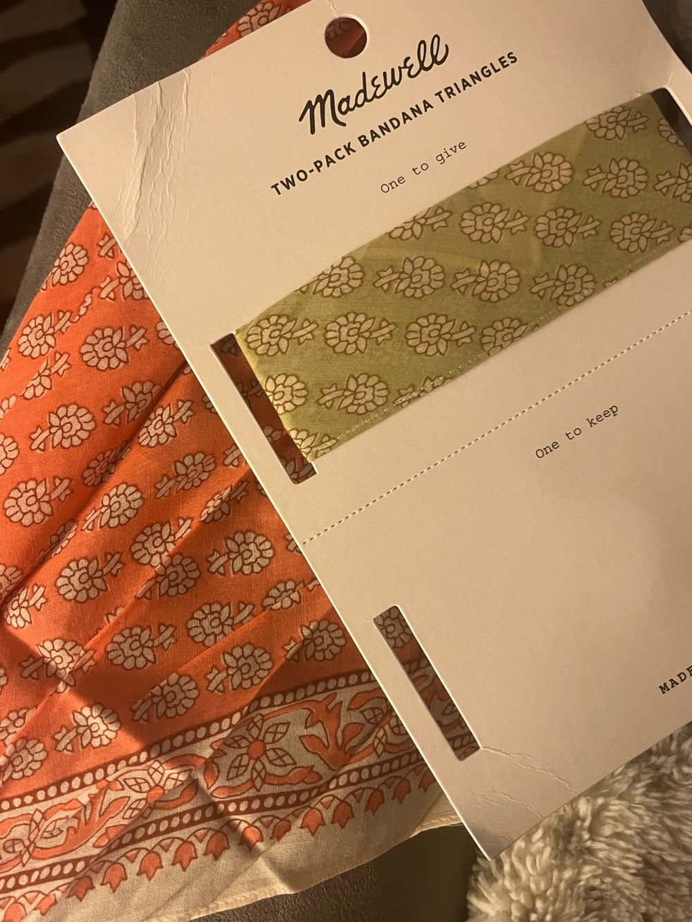 Madewell one Bandana Triangle- Orange only. Light Green separate listings